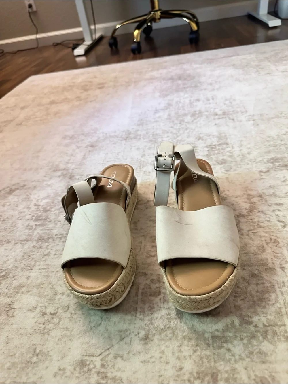 Soda Cream Espadrille Wedge Sandals with Ankle Strap Size 7.5